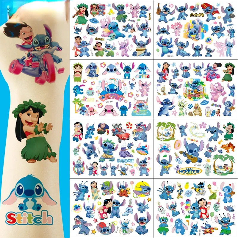 Lilo&Stitch Treasure Cartoon Tattoo Stickers Waterproof Cute Anime Sticker Funny Birthday Party Supplies Decoration Kids Gift