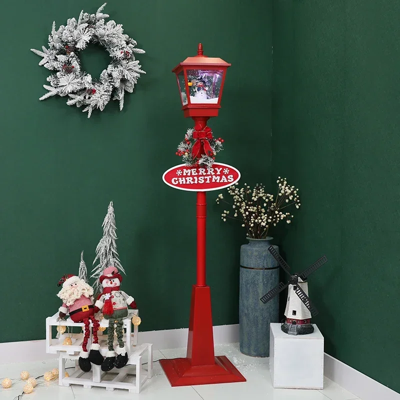 Merry Christmas  Street Light Lamp Blowing Snow Playing Music outdoor christmas decorations holiday lights