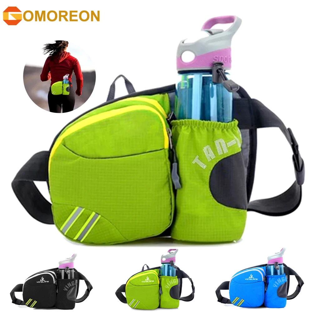 

Fanny Pack with Water Bottle Holder, Waist Pack with Multi-Pockets Large Capacity Casual Bum Bag for Traveling Running Hiking