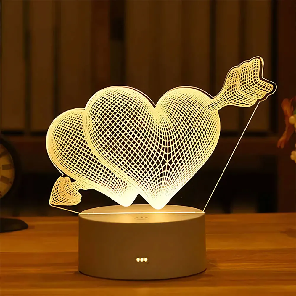 

1/3 color Romantic Love 3D Acrylic Led Lamp for Home Table Lamp Birthday Party Decor Valentine's Day grilfriend loves Lamps