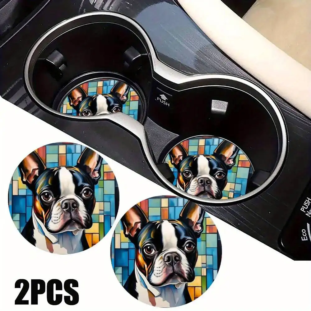 Dog Portrait EVA Car Coasters Vibrant Design Dual Use For Car & Home Dining Table Gift For Loved Ones