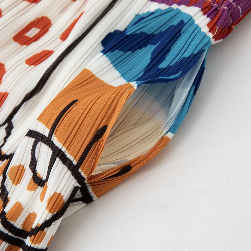 Miyake plissettato 2025 primavera ed estate nuova gonna stampata per donna, temperamento alla moda di nicchia, gonna a pieghe a pieghe ampia