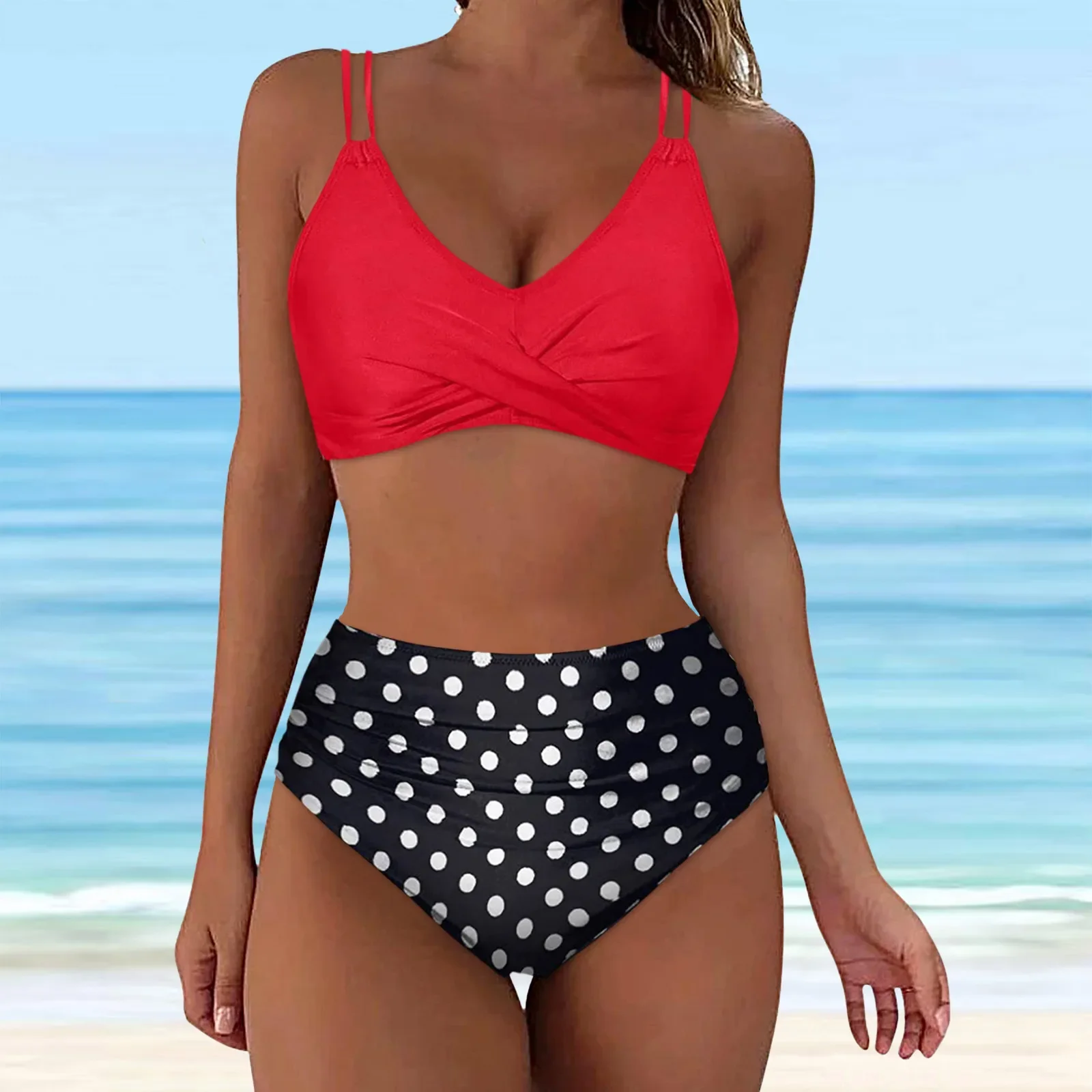 Floral Printed Matching Swimsuits Women High Waisted Bikini Sexy Push Up Two Piece Swimsuits Vintage Bathing Suits Bikinis Sets