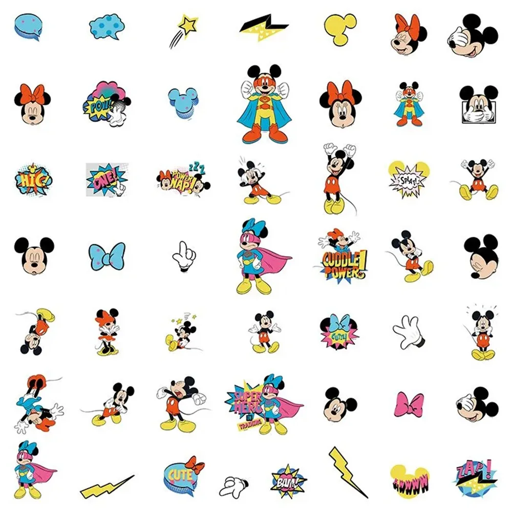 10/30/50pcs Cute Disney Cartoon Mickey Mouse Stickers Funny Anime Graffiti Decals Phone Skateboard Stationery Waterproof Sticker