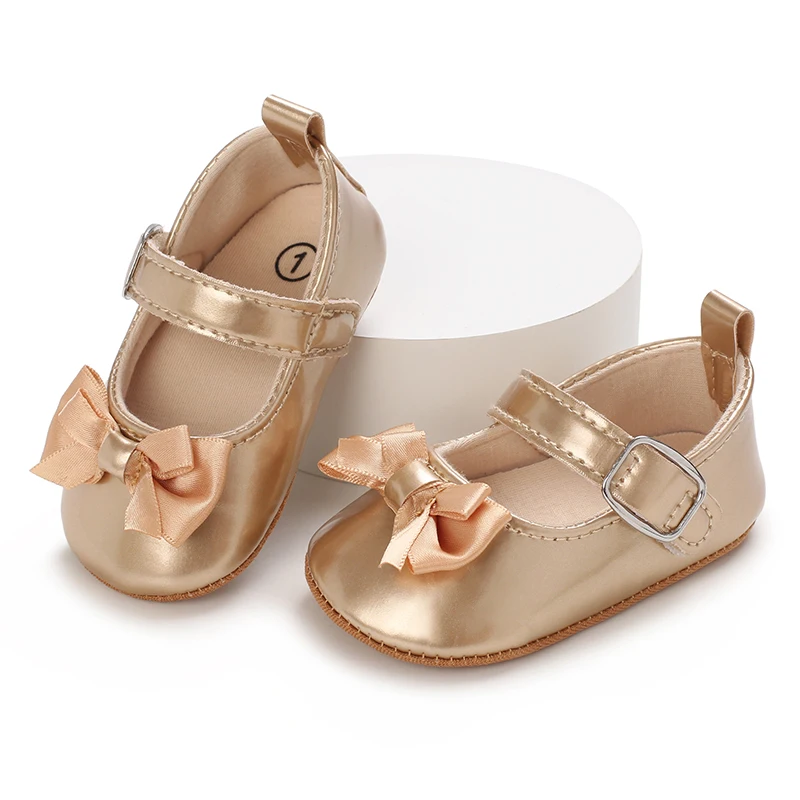 Scarpe da principessa dorate per bambini primaverili e autunnali Scarpe singole con suola morbida per bambini Scarpe casual per bambina Scarpe in pelle per bambini