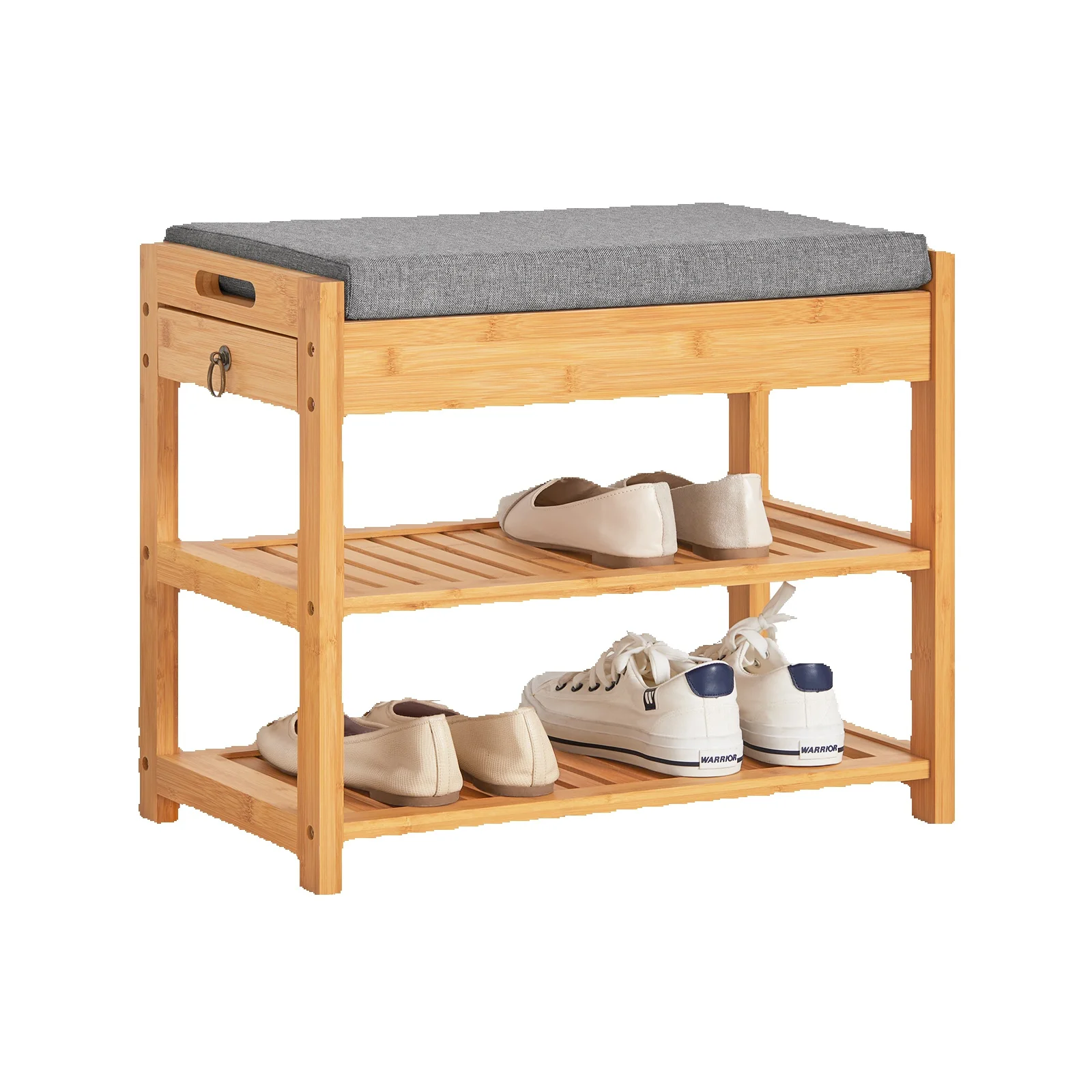 SoBuy FSR49-N Schuhbank mit Sitzkissen und Schublade Sitzbank Schuhregal Bambus BHT ca.: 55x46x30cm