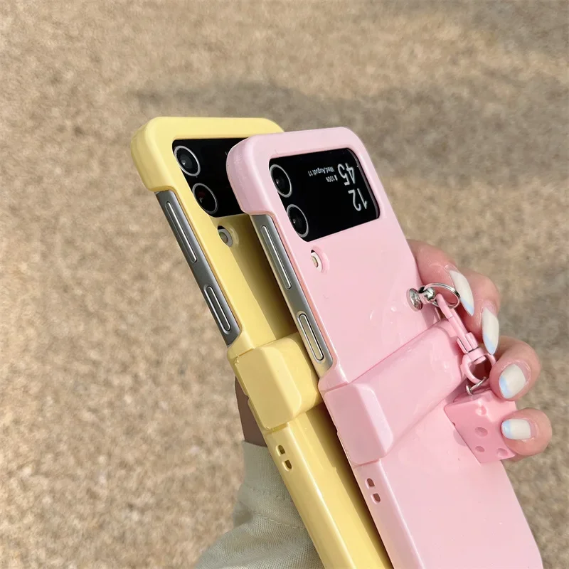 Casing ponsel liontin keju kartun untuk Samsung Galaxy ZFlip3 ZFlip4 ZFlip5 ZFlip6 penutup belakang PC keras untuk Z Flip 6 casing cangkang