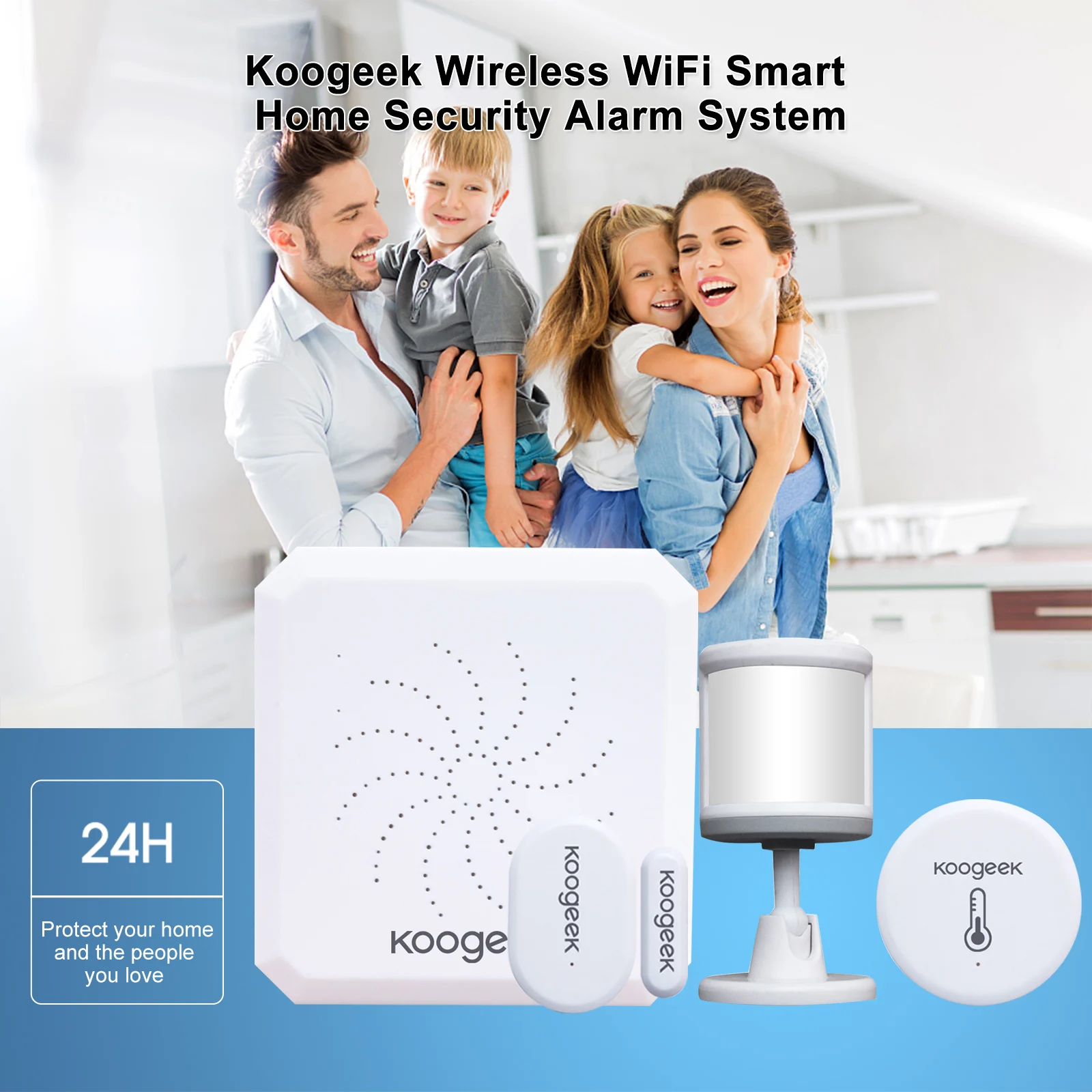 Koogeek Wireless WiFi Smart Home Security Alarm System Zigbee Gateway Host PIR Motion Detector Wireless Magnetic Door&Window 5
