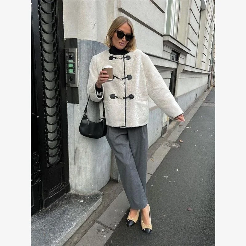 Cardigan ouvert en métal Lo pour femmes, manteau d'extérieur décontracté, coupe ample, nouvelle collection automne hiver