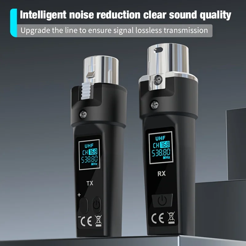 Upgrade 2.4GHZ Wireless XLR Transmitter and Receiver, Built-in Rechargeable Lithium Battery for Dynamic Microphone,Audio Mixer,E