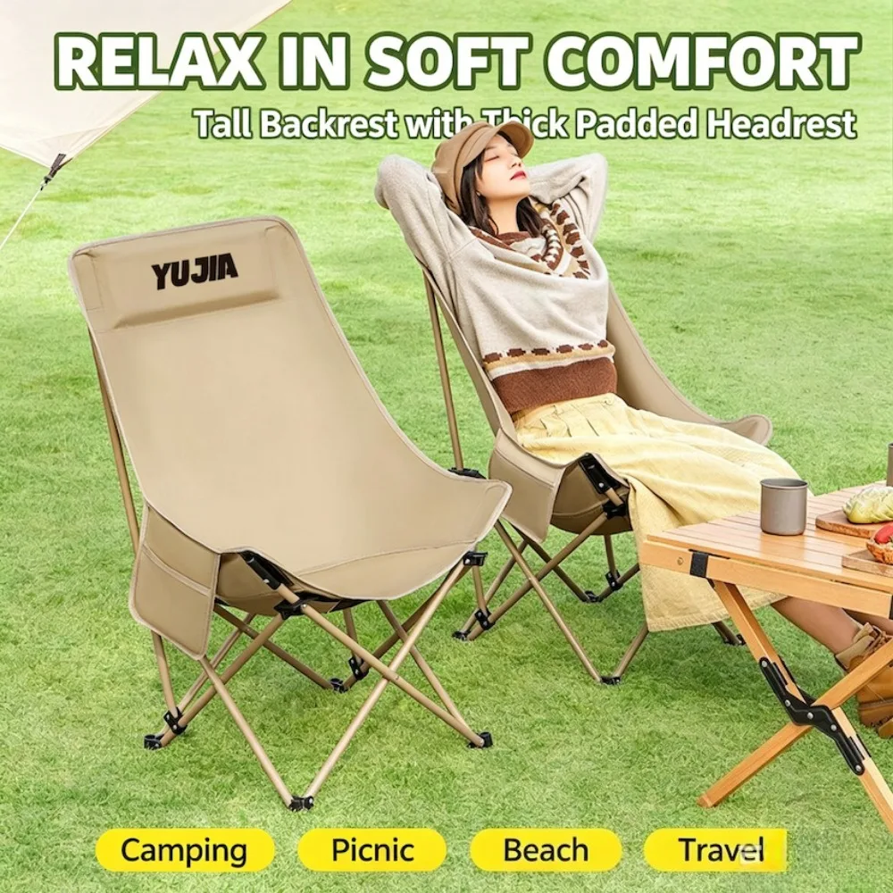 Foldable Camping Moon Chair Portable Comfortable Recliner Home Fishing Outdoor Beach Picnic Travel Chair with Carry Bag