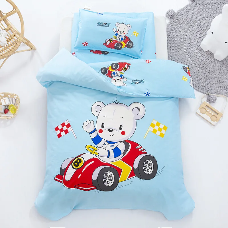 

Kindergarten Baby Bedding Three-piece Suit Set Without Inner Core Breathable Pure Cotton Large Animal Printing Spring And Autumn