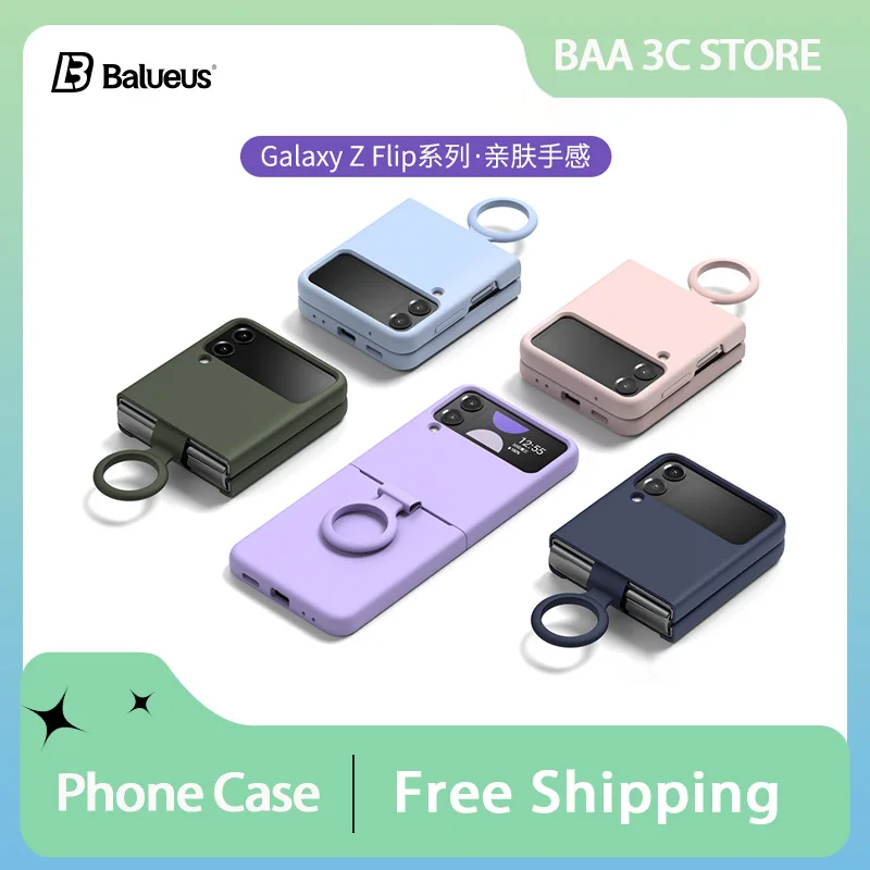 Balueus Folding Screen Anti-drop Case Liquid silicone Protective cover for Galaxy Z Flip4 Z Flip3 Accessories Gift