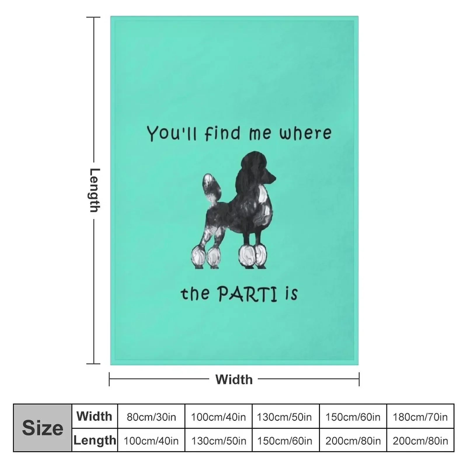 You will find me where the PARTI is ... poodle Throw Blanket anime Retros Blankets