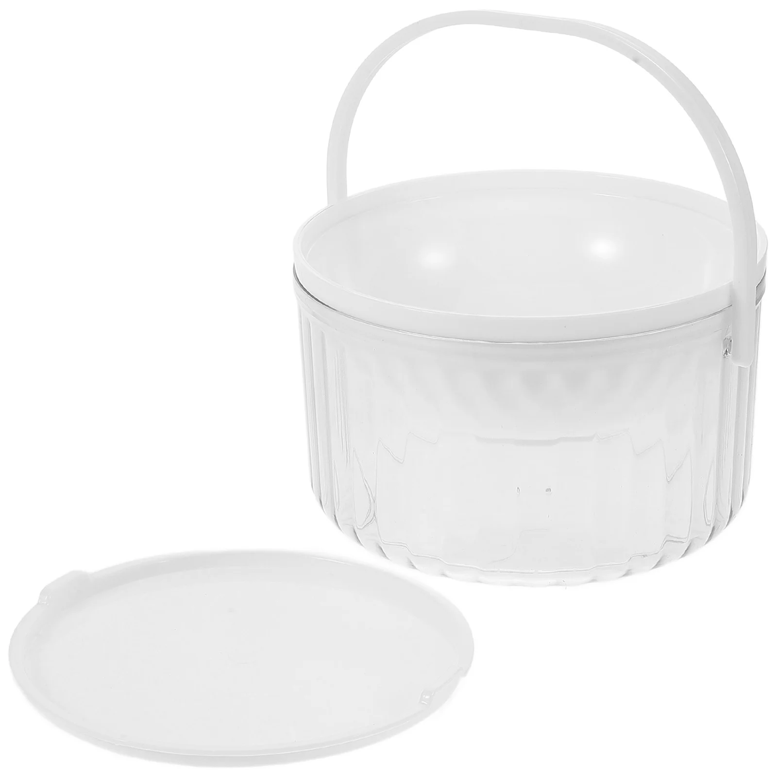 

Plastic Salad Bowl Storage Container Large with Handle Fridge Organizer Reusable Lunch Prep Container Lid Included