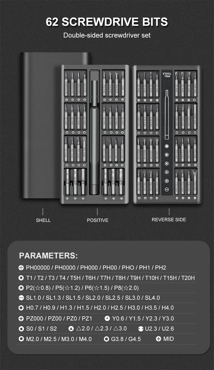 63-in-1-Präzisions-Schraubendreher-Set, Phillips-Torx, magnetischer Schraubendreher-Bit, professionelles Reparatur-Werkzeug-Set für iPhone-Uhr, Kamera – Detail 11