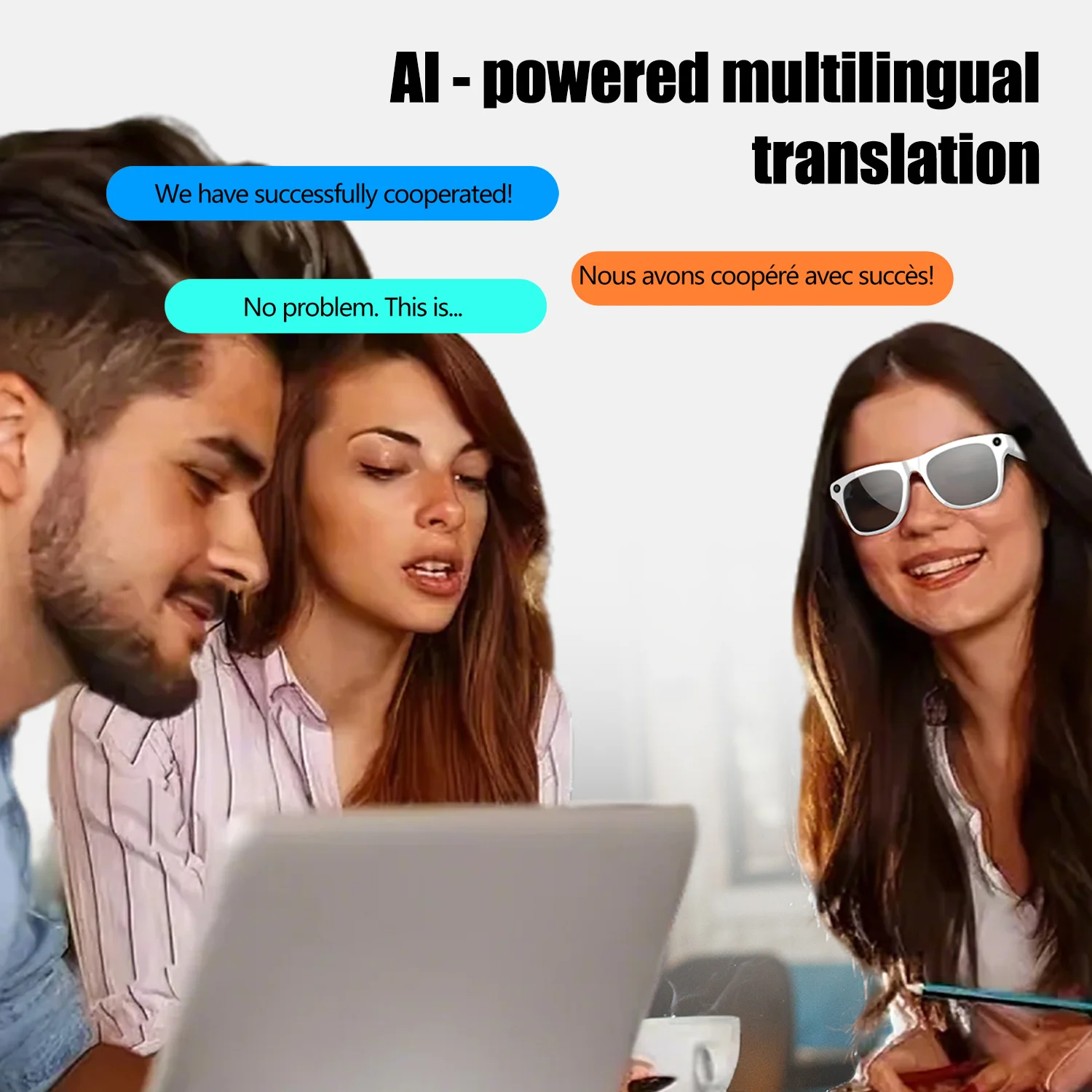 نظارات الكاميرا الذكية سماعات بلوتوث ترجمة AI صوت مساعد الموسيقى سماعات رياضية نظارات شمسية ذكية للتحكم باللمس #3