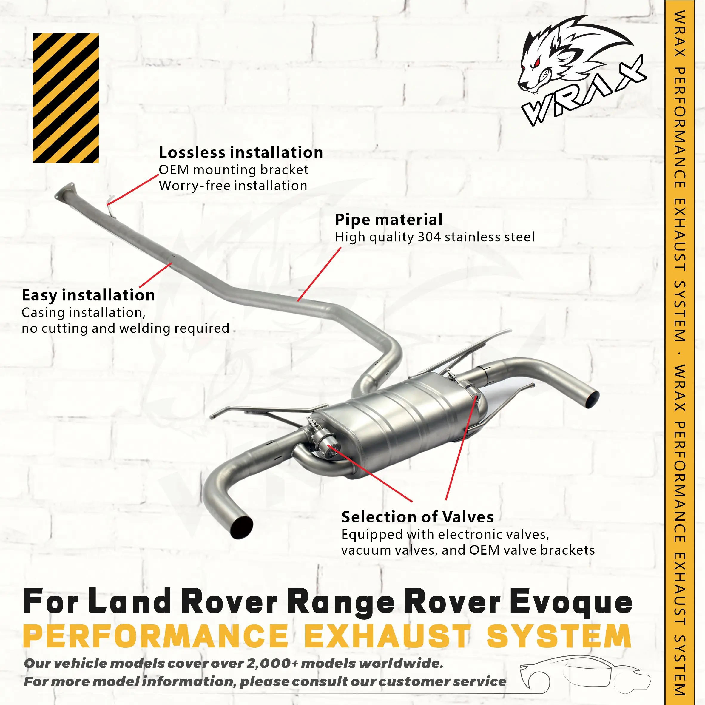 

Valved Catback Exhaust System for Range Rover Evoque L538 2011-2018 | 304 Stainless Steel Performance Muffler with Adjustable Va