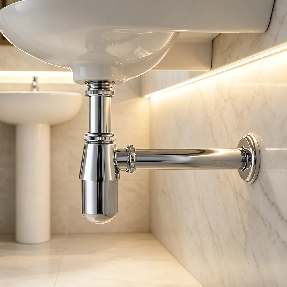 Wall Mounted Basin Drain Pipe Trap for Bathroom For Vanity Sinks with Telescopic Tube and Standard Size Compatibility