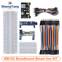 TZT MB-102 MB102 Breadboard 400 830 Point 65 Jumper Wires Solderless PCB Bread Board Test Develop DIY for Arduino Power Module