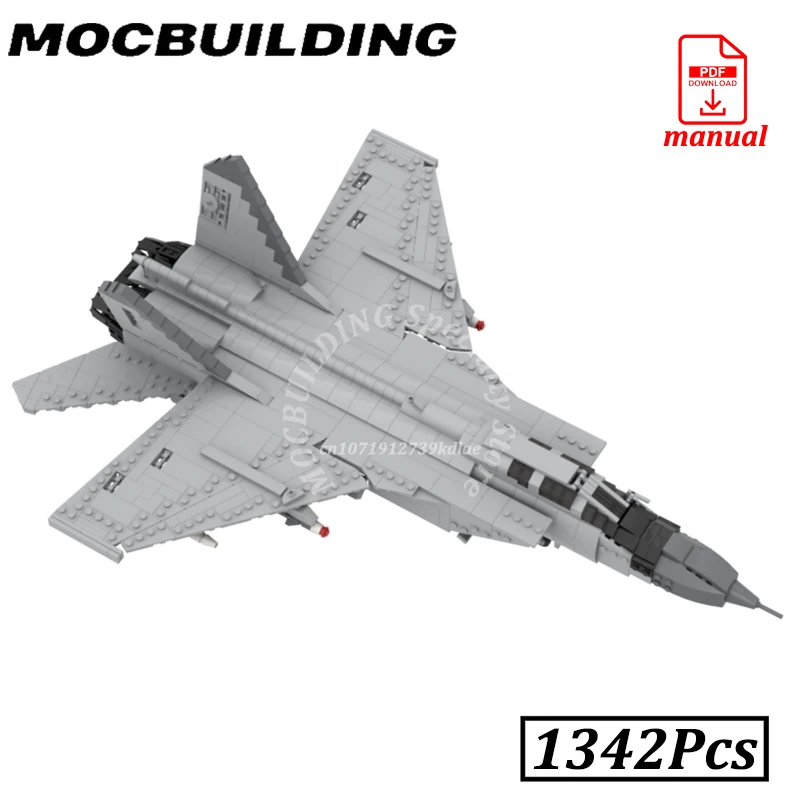 

Foxhound Fighter Jet Модель самолета MOC Строительные блоки Строительство Второй мировой войны Военные самолеты MIG-31 Игрушки Подарки Рождество