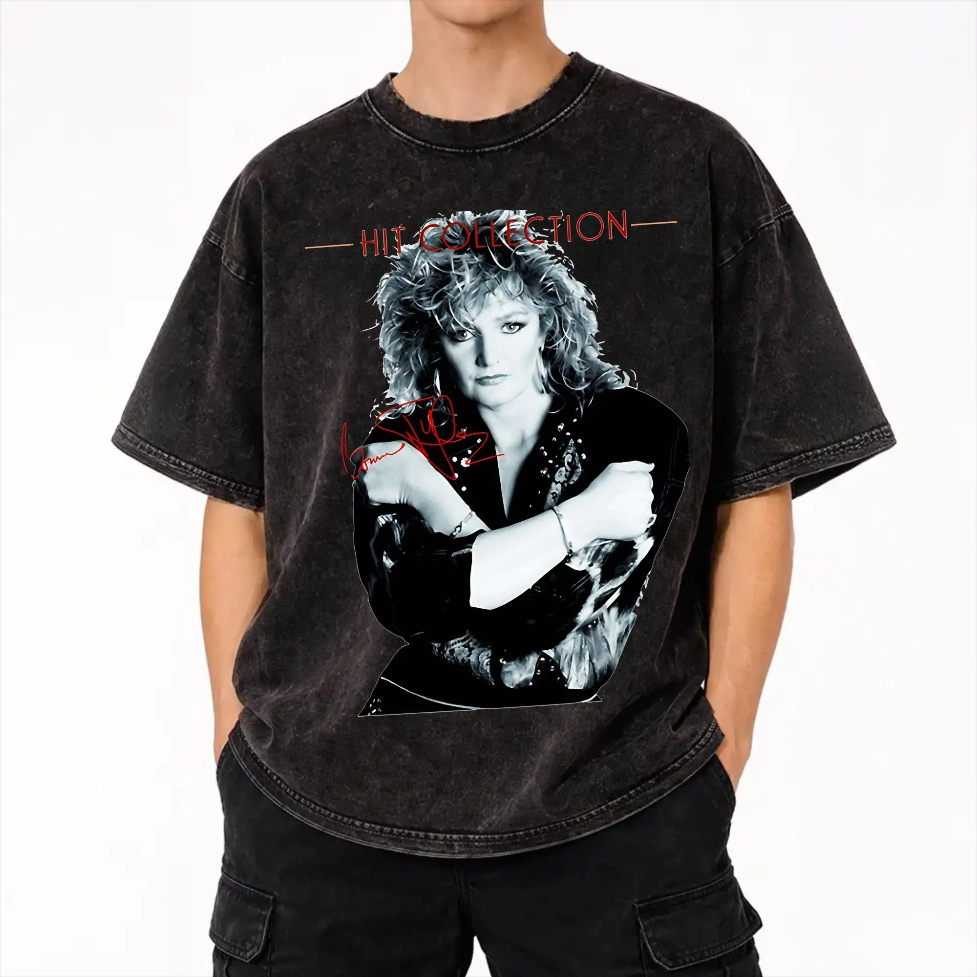 Harajuku Washed Shirts Bonnie Tyler  Accessories Vintage T-Shirts Oversize  Streetwear 100% Cotton Summer Tee Shirt