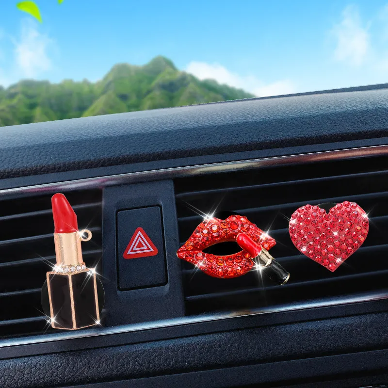 

37cd Car Air Freshener Clip with Diamond Hearts Designs Portable & Stylish Auto Air Freshener Elegant & Refreshing Car Decor