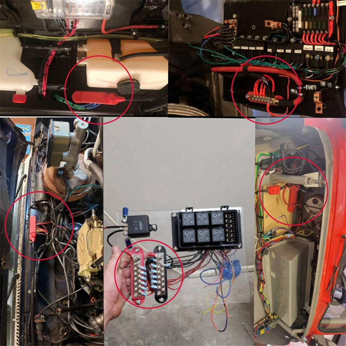 12 Terminal Distribution Block Bus Bar DC 48V 12P Wiring Bars Busbar with Covers + Ring Terminals for RV