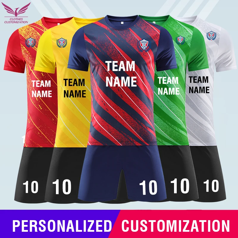 Custom Children Football Jerseys Sets DIY name Men Soccer Clothes Child Football Uniforms print logo Women Soccer Training Suit