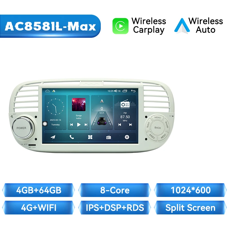 Xonrich Draadloze Carplay Android Auto Radio Voor Fiat 500 Abarth 2007 2008 2009 2010 2011 2012 2013 2014 2015 Gps 2din Autoradio