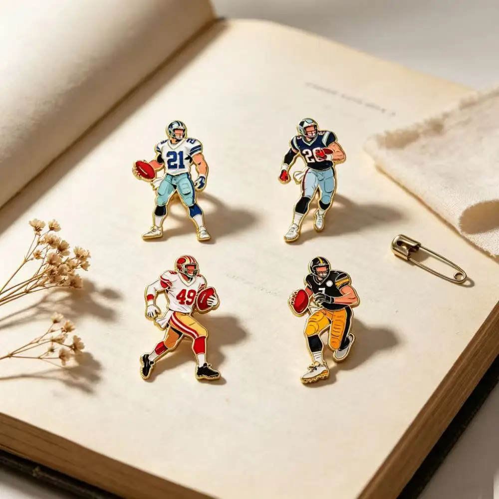 4/16pcs Football Enamel Pin Set Cool Star Professional Athletes Lapel Brooches Backpack Badge Party Jewelry Gift for Fans