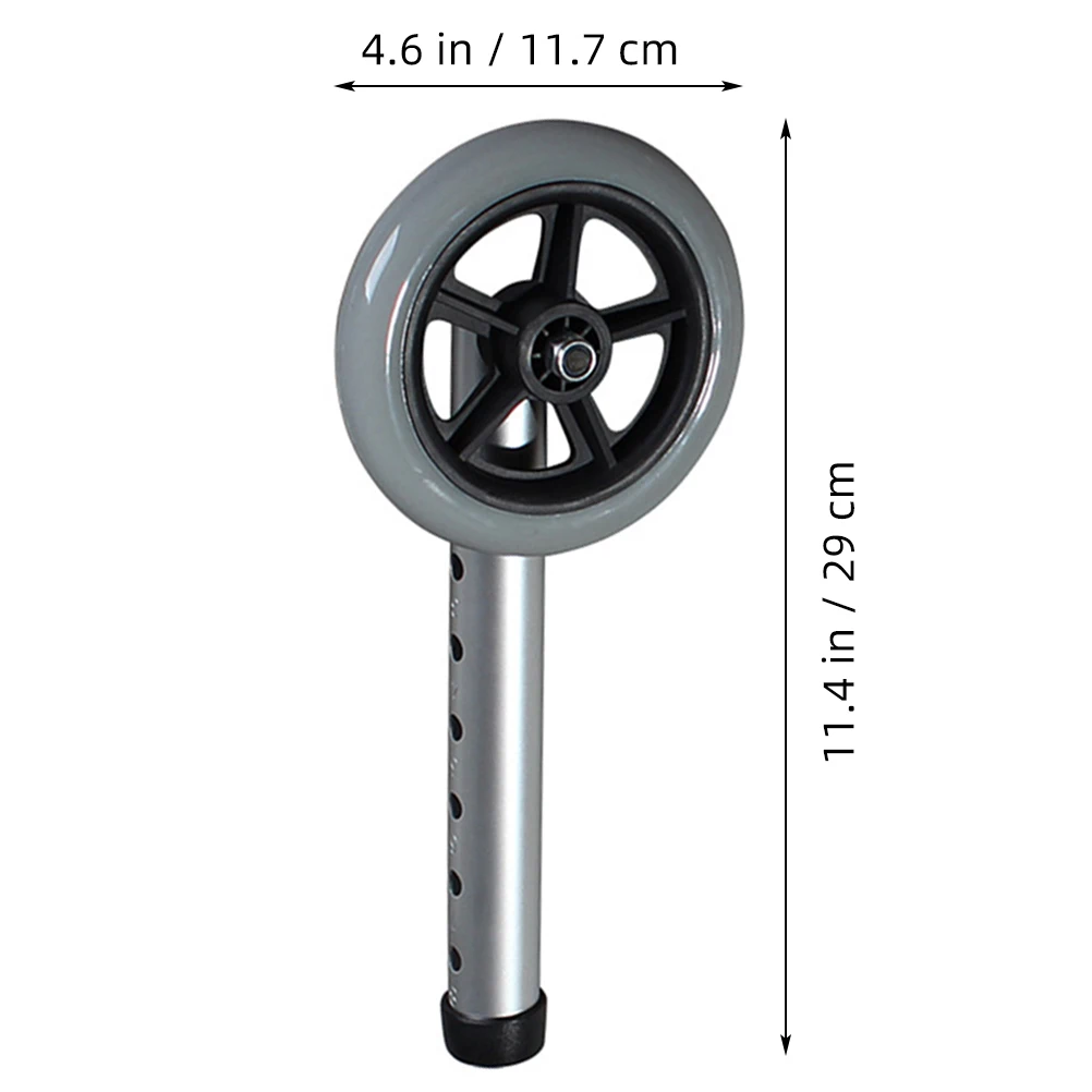 

2pcs Walker Wheel Replacement for Walking Aid Silver Leg Tube Wheelchair Parts Smooth Rolling Bearings Foldable Health Care