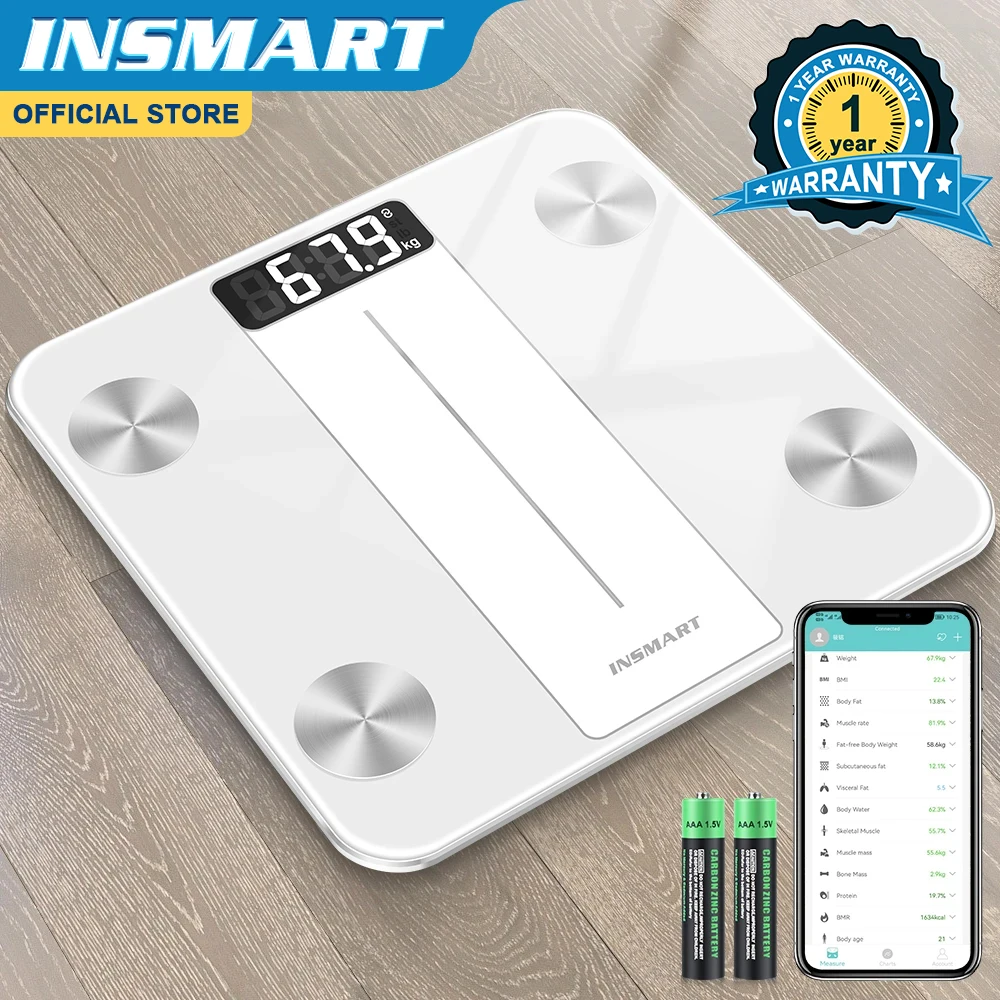 INSMART Bathroom Scale Body Weight Balance Scale Digital BMI Body Fat Weight Bluetooth Weight Scale for Human Smart Body Scale