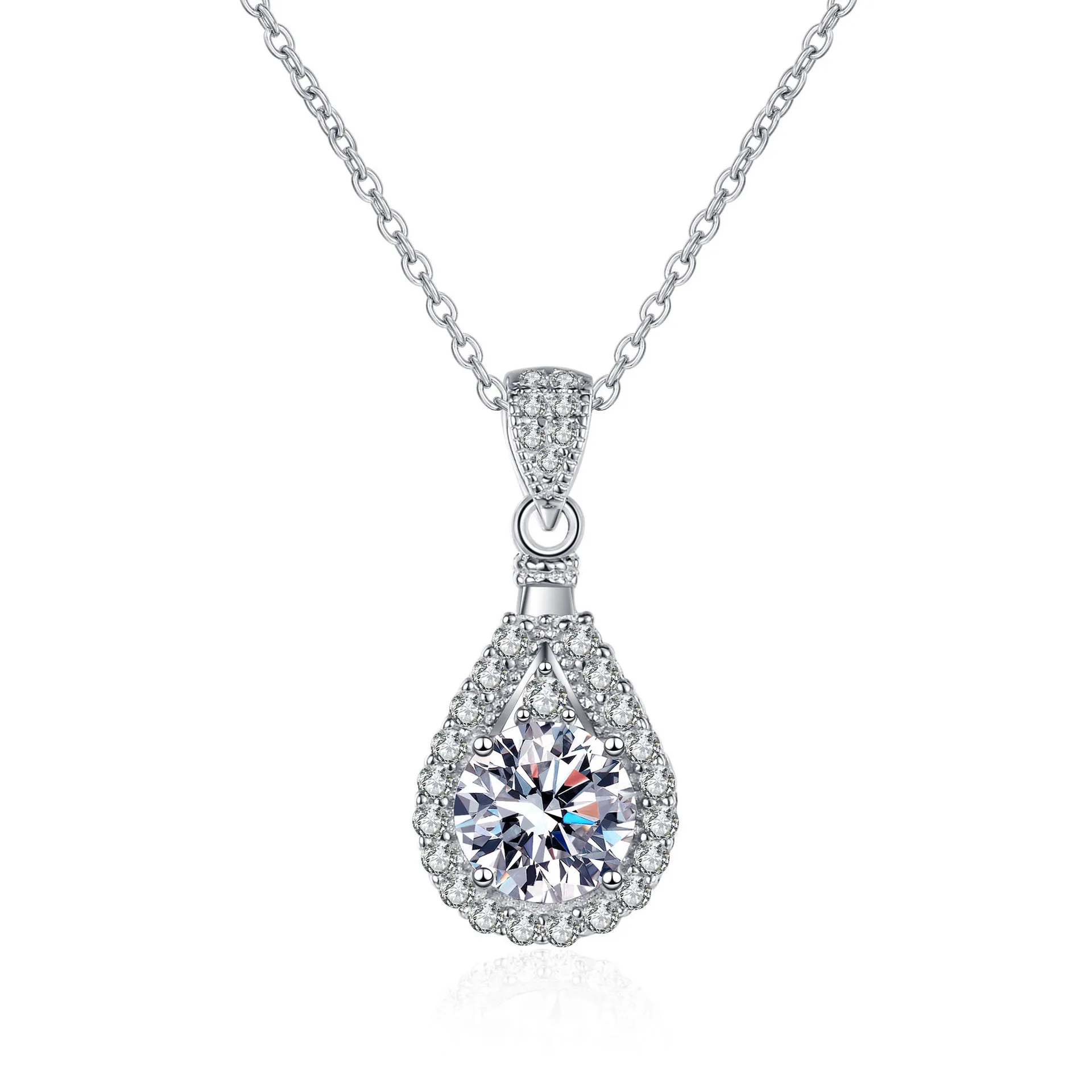 

D VVS1 Moissanite Pandent Necklace for Woman Wedding Jewely with GRA 925 Sterling Sliver Plated 18k White Gold Necklace