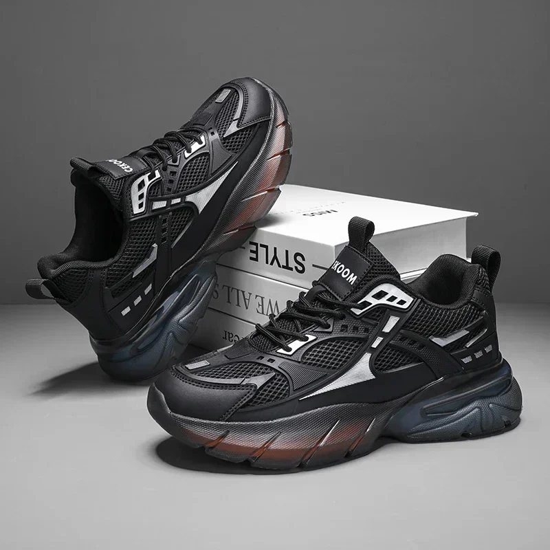 

Men's Autumn Mesh Breathable Tennis Sneaker Outdoor Thick Sole Anti Slip Fashion Trendy Casual Running Shoes Tenis Para Hombre