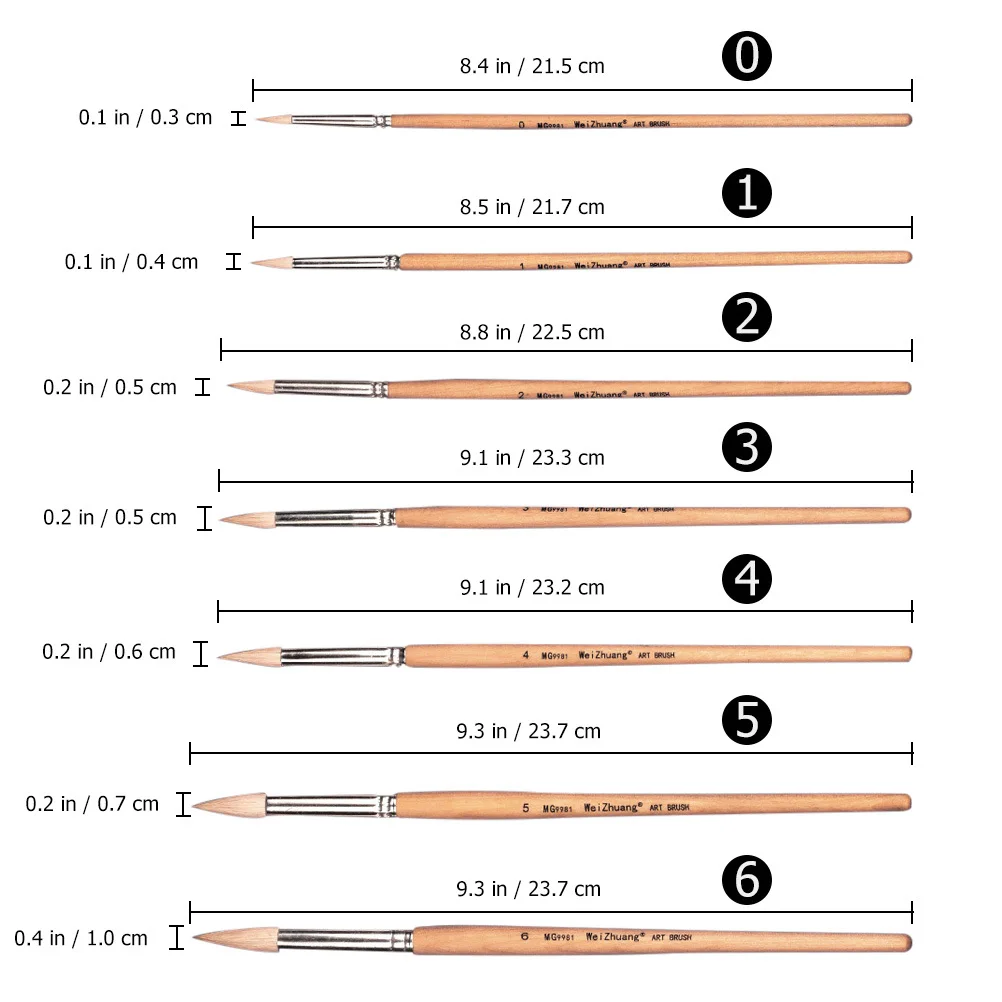 

1Set Pointed Art Paint Brush Set Wood Handle Easy Clean Gouache Watercolor Oil Artist Painting Brush Set Watercolor