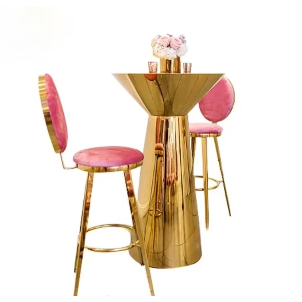 Gold Cocktail Table Stainless Steel Wedding Decoration Events Party High Bar Table