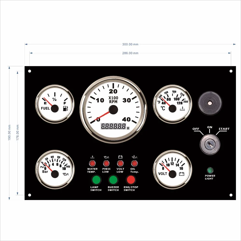 Marine Engine Instrument Gauge Dashboard Panel Compatible With All Vessels Yacht Boat Ship Multi-Function Display For Marine Use