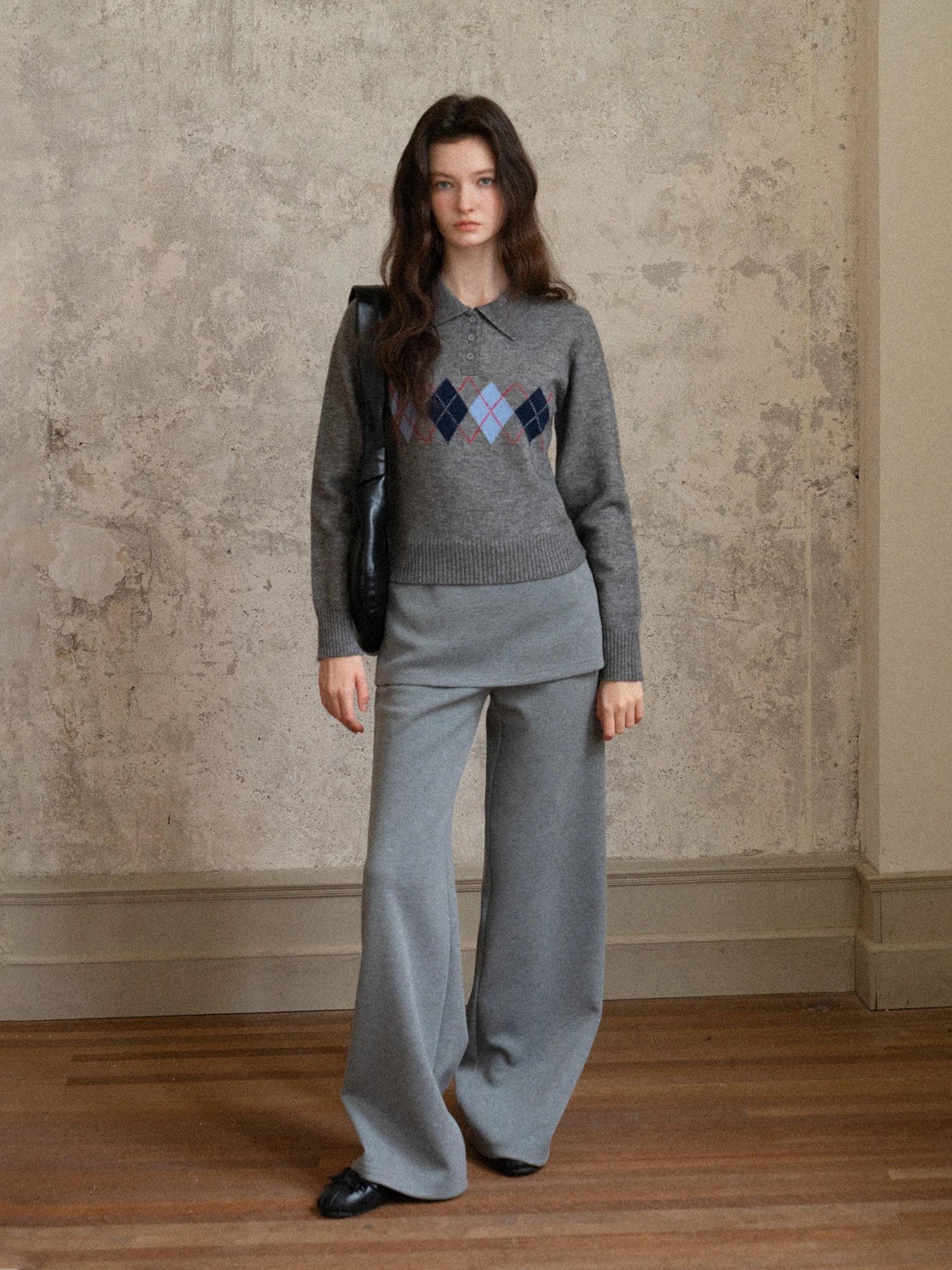 High Waist Fleece Lined Wide Leg Pants Women's Casual Trousers Eggka Design Sense Skirt Pants Thermal Winter Fashion