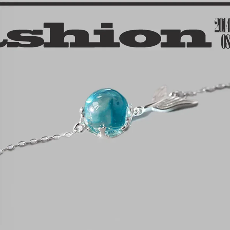 s925 Sterling Silver Fish Tail Crystal Charm Bracelets For Women Luxury Quality Fine Jewelry Accessories Argent 925 Jewellery