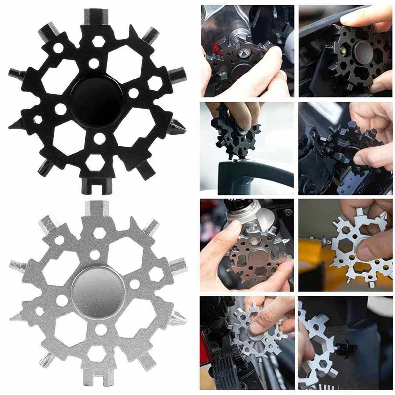 Snowflake Multi Tool Fidget Spinner Screwdriver Wrench Bottle Opener Portable for Outdoor Adventure & Daily Use Practical Gifts