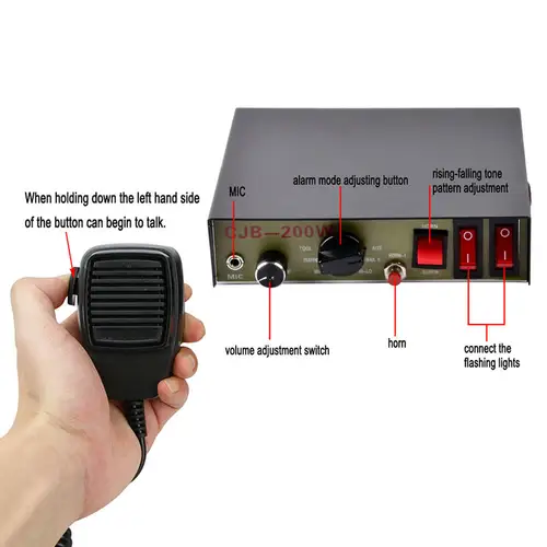 Vehicle Warning Horn Car Police Siren Speaker 200W 8 Loud Sound Microphone Loudspeaker Emergency Alarm System 12V 24V - Image 3
