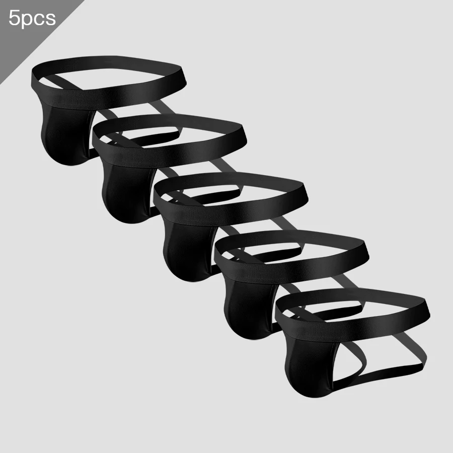 

5PCS Men's low-waist solid color U-shaped elastic tight underpants, breathable thong shorts