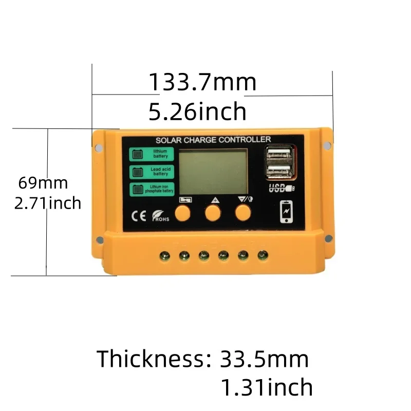 5 PCS Orange Shell Black Surface 12V 24V 11.1V 12.8V Solar Controller 10A 20A 30A Photovoltaic Regulator