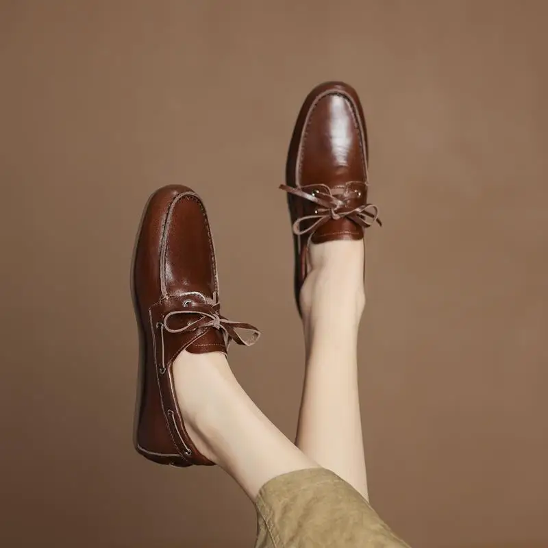 MORAZORA Size 35-43 Ins Hot Genuine Leather Flat Shoes Women Suede Brand Desgin Casual Flats Fashion Ladies Loafers 4 Colors