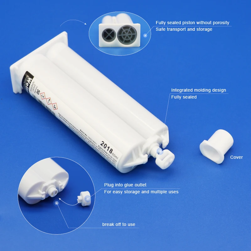 50ML 2018 colla ad alta temperatura buona resistenza chimica materiali compositi metallici legati Anti-vibrazione adesivo AB che Non scorre