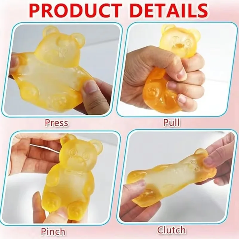 2026 Maltose Cute Bear Maltose Squeeze Toy Dough Colorful Sensory Toy Creative New Item Desk Decoration Stress Relief Doll Gifts