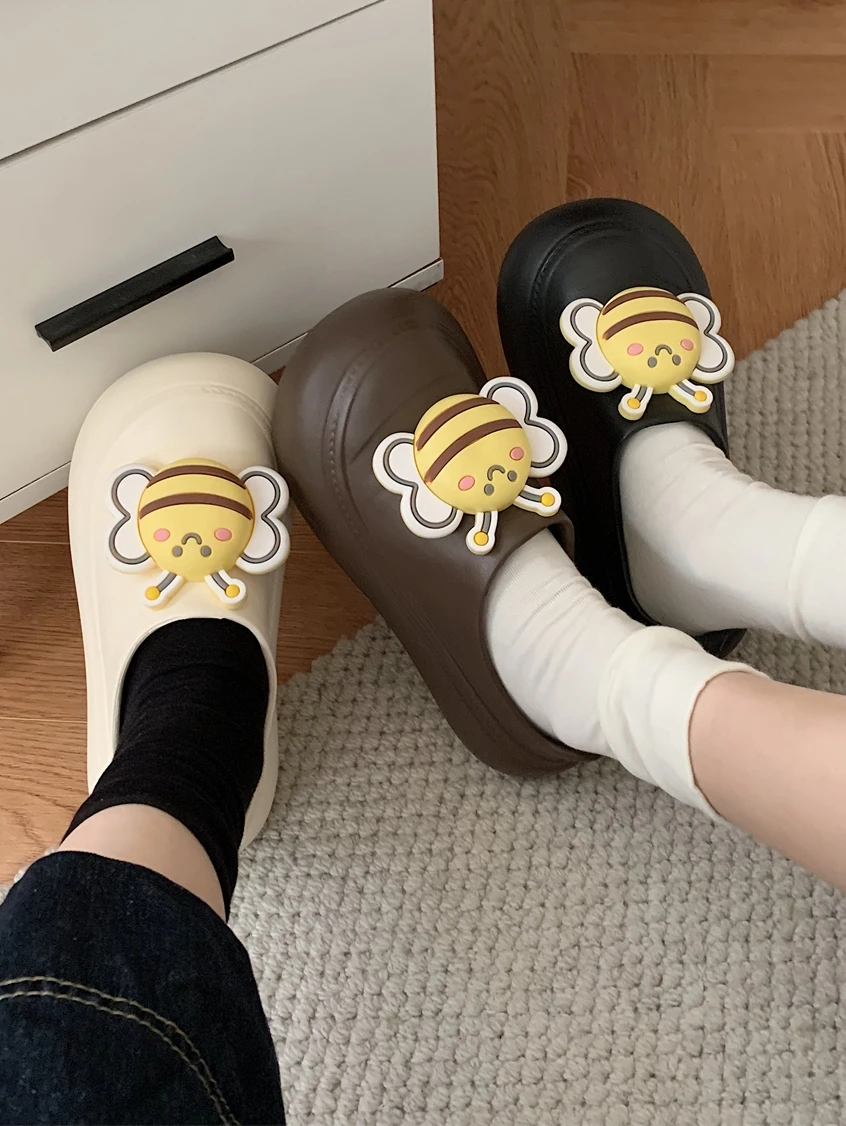 

Casual Big Head Slippers Thick Bottom Anti-Slip Spring Summer Outdoor Wear Cartoon Lazy Half Slippers Women's Flip Flops