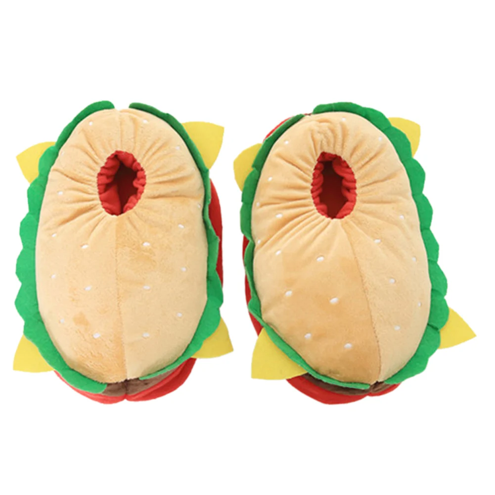 Cartoon Hamburger Cosplay Shoes Adult Men Women Funny Cotton Slippers Sneakers Halloween Party Indoor Home Warm Winter Slippers