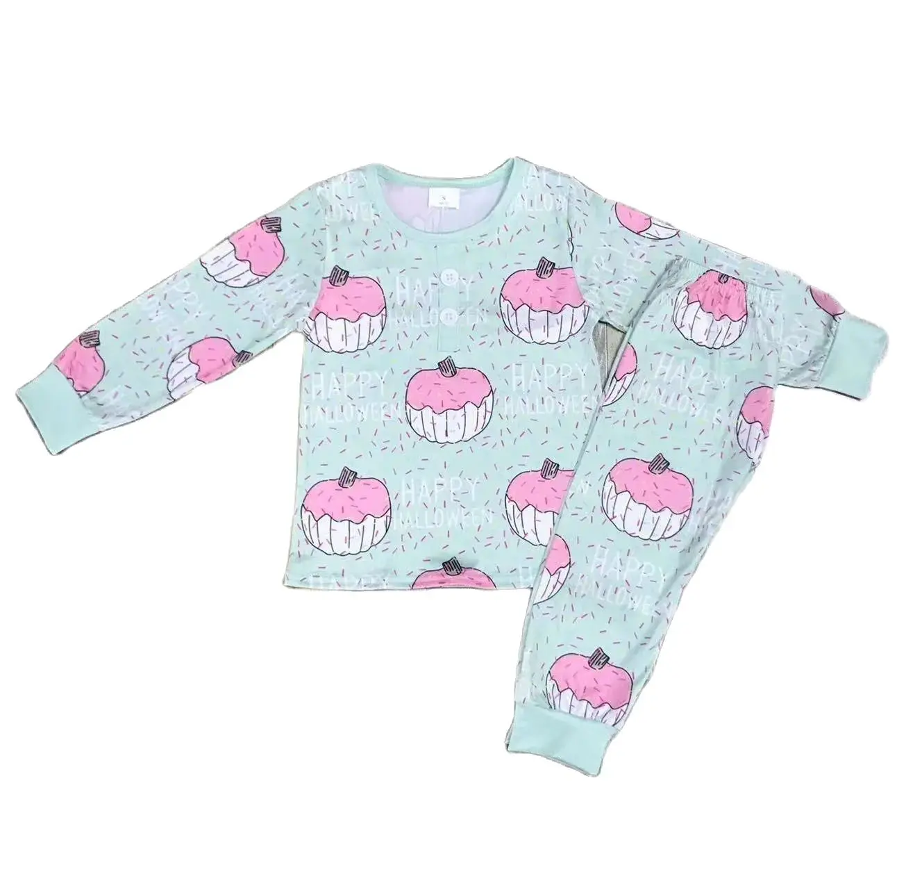 Fruit cotton Pajamas  for boys girl  set autumn long-sleeved pajamas plus long pants childrens clothes cotton